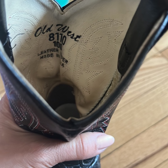 Old west leather cowboy boots size 100 (us 4) - Picture 2 of 7